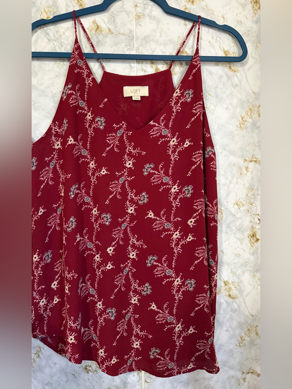 LOFT Burgundy Floral V-Neck Spaghetti Strap Camisole